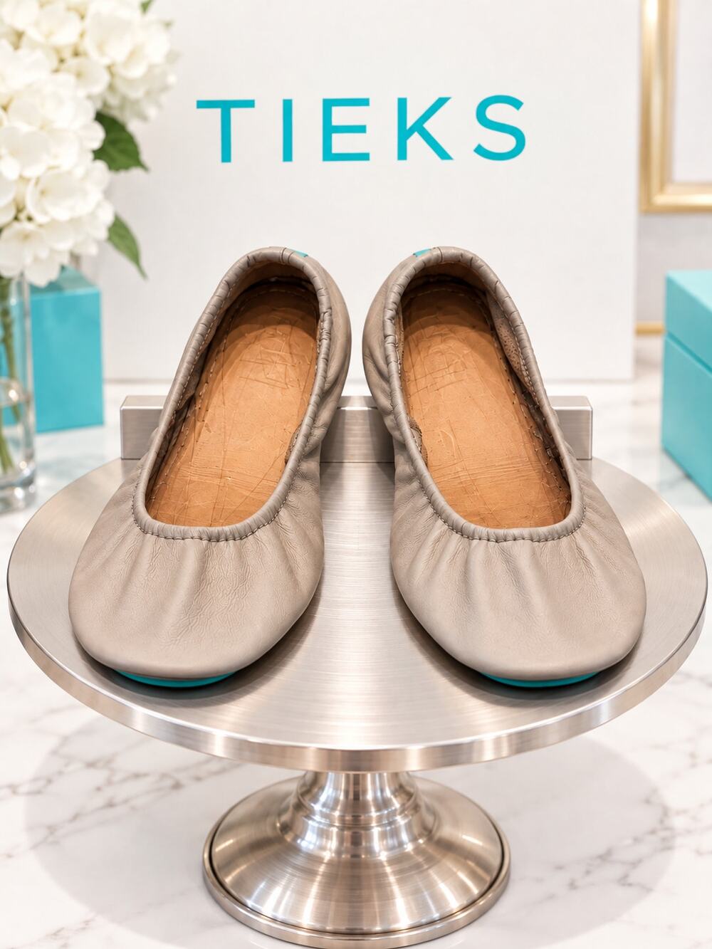 Tieks by Gavrieli Feather Grey Leather Ballet Flats Women’s Size 8